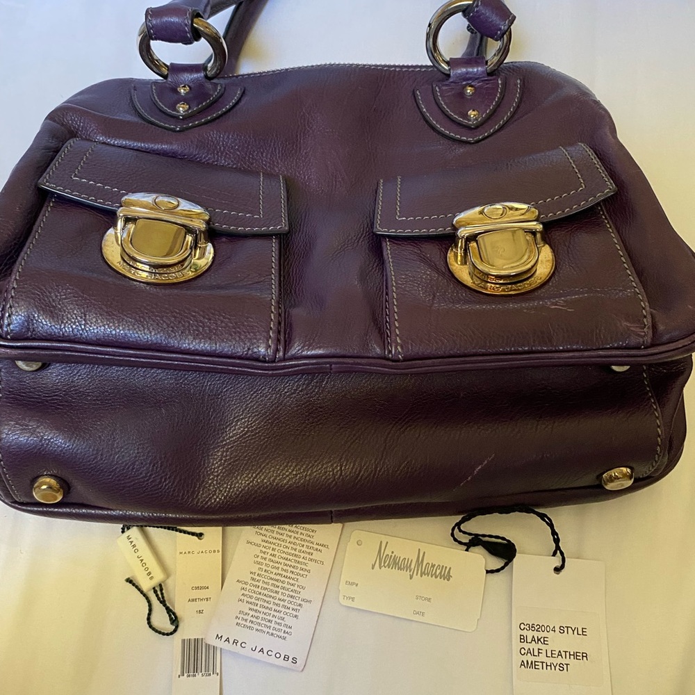 Marc Jacobs Burgundy Handbag with Gold Hardware Genuine Leather